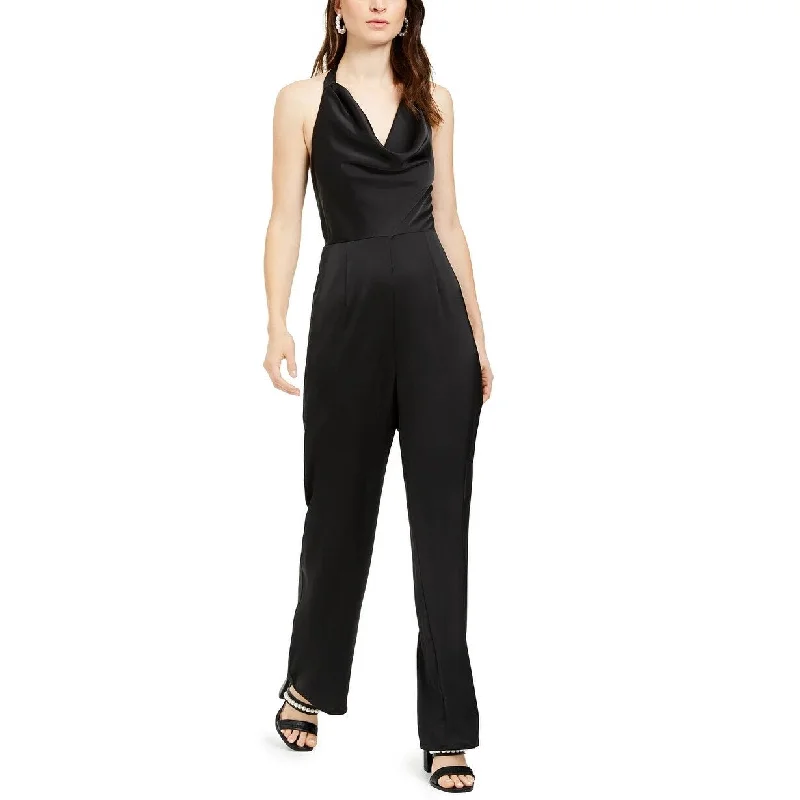 19 Cooper Women's Cowlneck Halter Jumpsuit Black Size Medium