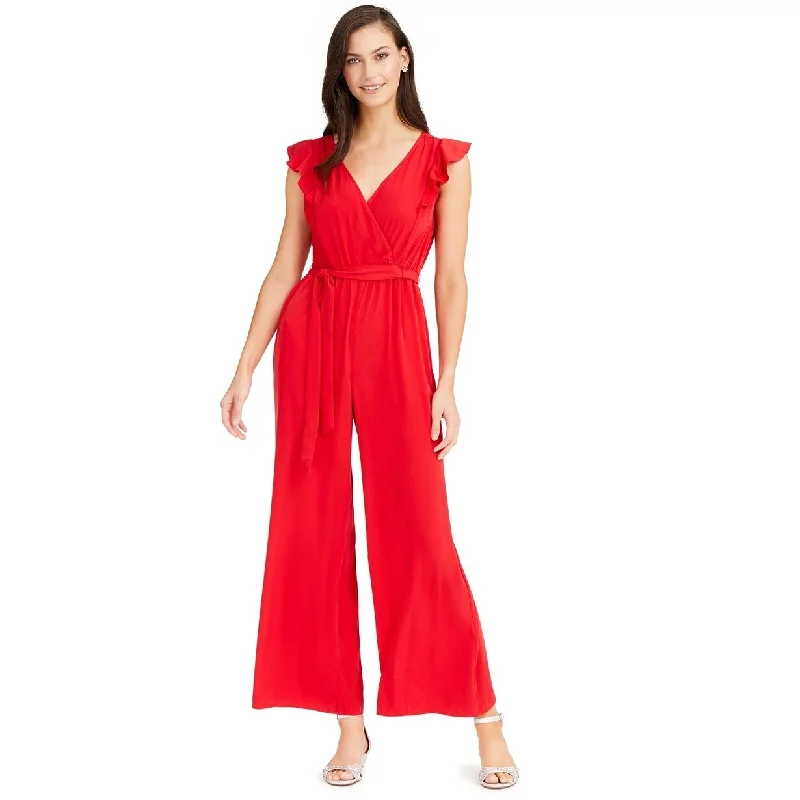 Charter Club Women's Flutter-Sleeve Jumpsuit Red Size 12