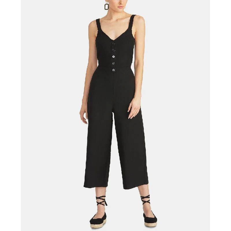 Rachel Rachel Roy Women's Cotton Cropped Tie-Back Jumpsuit Black Size 4